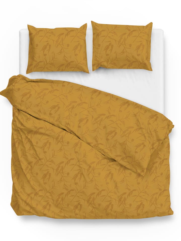 Zo!Home Komplet pościeli satynowej "Fiori" w kolorze żółtym rozmiar: 135x200 cm