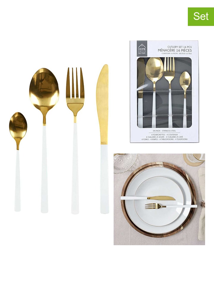 every ware 16-częściowy zestaw sztućców w kolorze złoto-białym rozmiar: onesize