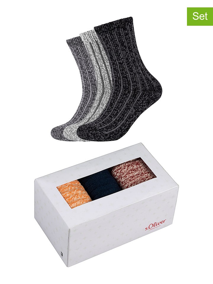 s.Oliver Skarpety (3 pary) w kolorze szaro-antracytowym rozmiar: 35-38