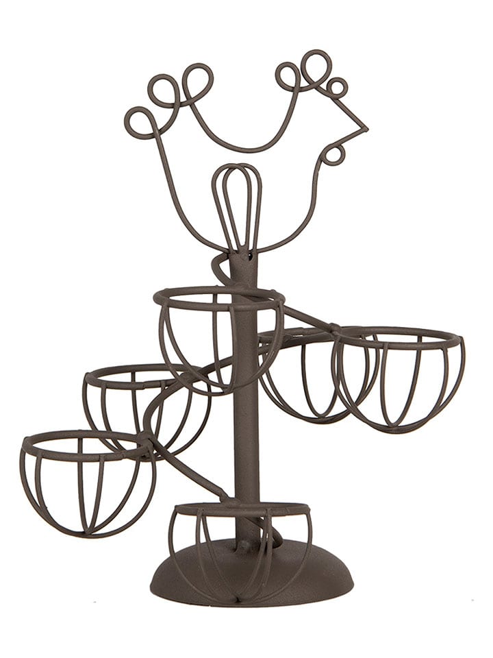 Clayre & Eef Stojak w kolorze brązowym na jajka - wys. 23 x Ø 17 cm rozmiar: onesize