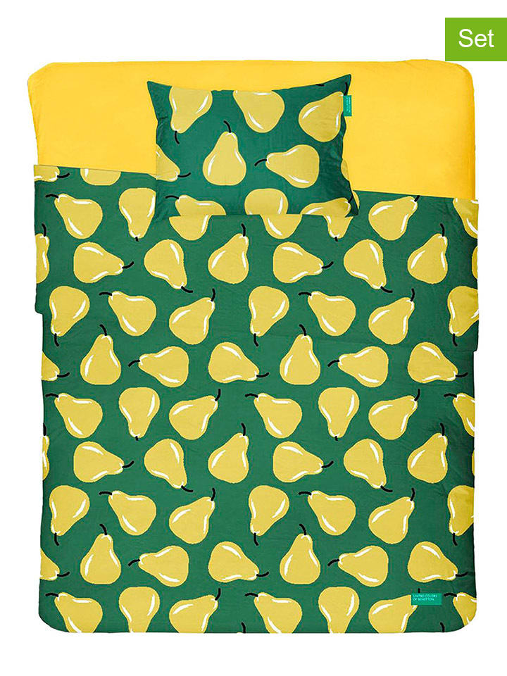 Benetton 3-częściowy komplet pościeli w kolorze zielono-żółtym rozmiar: 160x290 cm