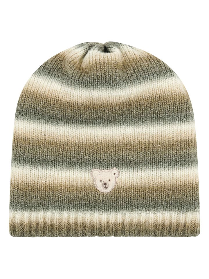 Steiff Czapka dzianinowa w kolorze oliwkowo-kremowym rozmiar: 49 cm