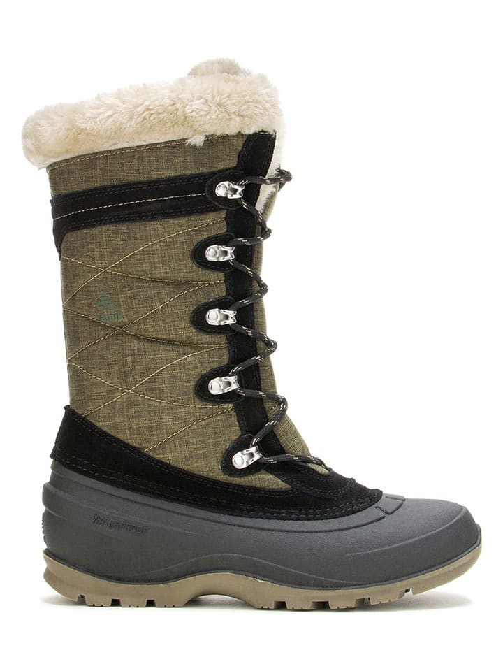 Kamik Skórzane kozaki zimowe "Snovalley 4" w kolorze oliwkowo-szarym rozmiar: 41