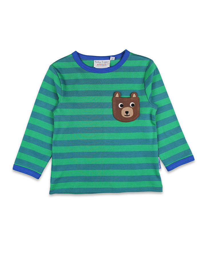 Toby Tiger Koszulka w kolorze zielono-białym rozmiar: 128
