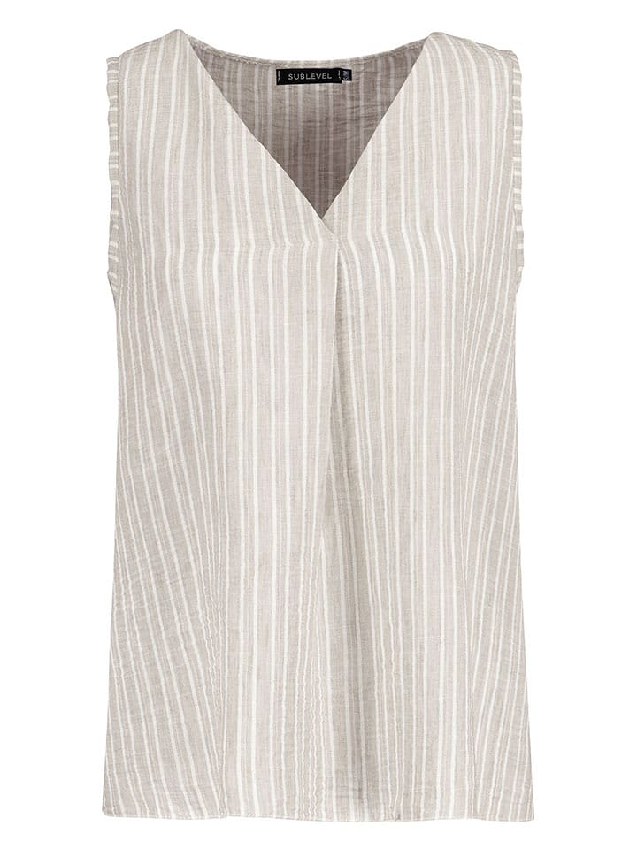 Sublevel Bluzka w kolorze beżowo-białym rozmiar: L/XL