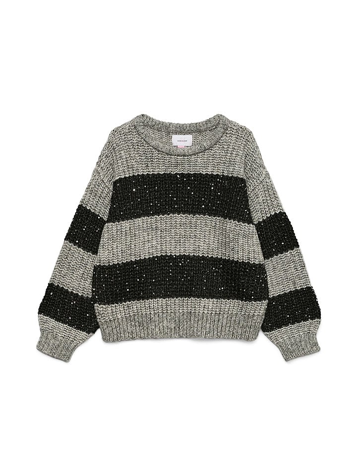 Vero Moda Girl Sweter "Sparkle" w kolorze szaro-czarnym rozmiar: 134/140