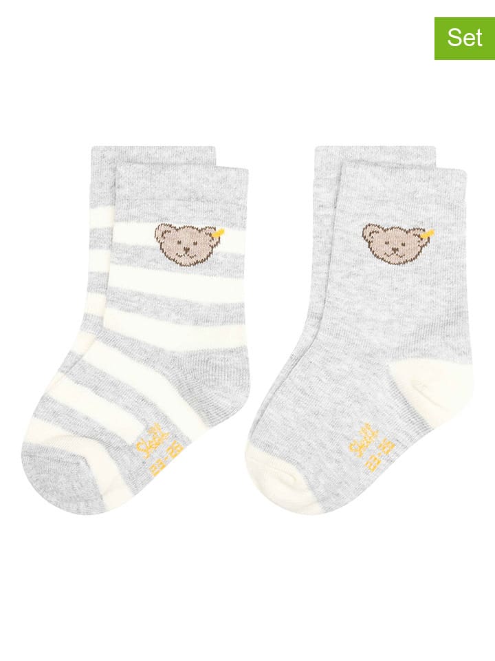 Steiff Skarpety (2 pary) w kolorze szaro-białym rozmiar: 30