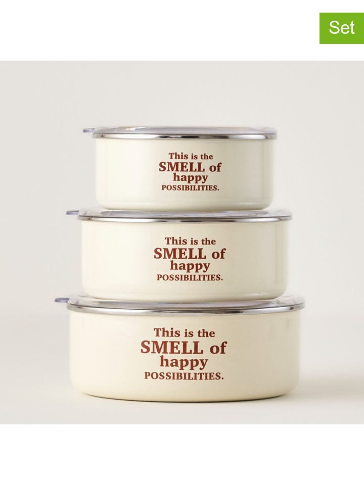 BELLA MAISON Pojemniki (3 szt.) "Cozy" w kolorze kremowym rozmiar: onesize