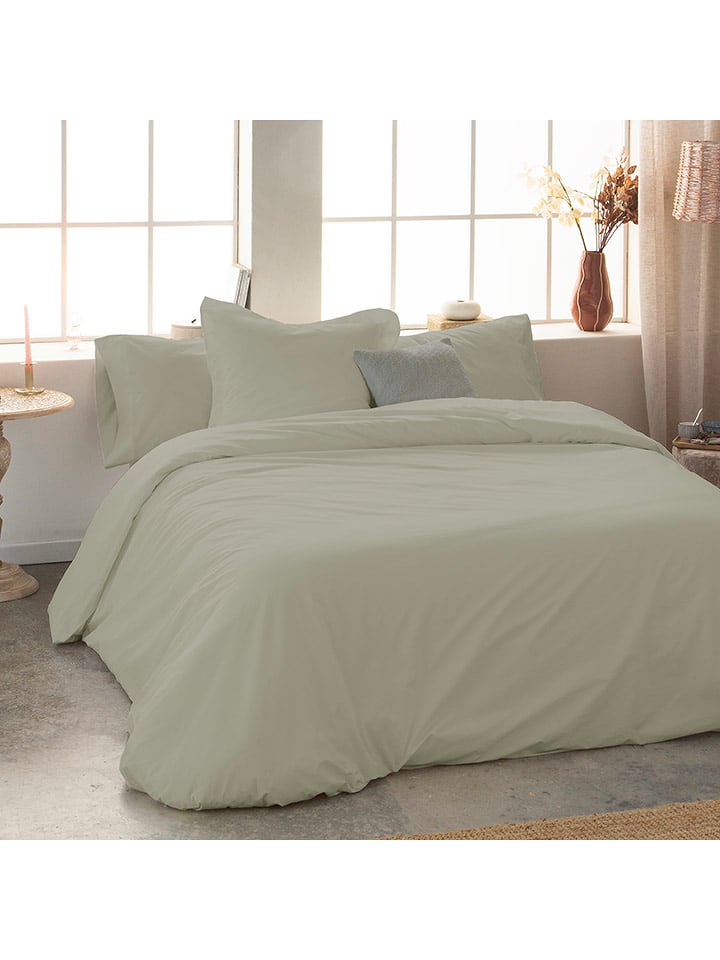 Monsun Perkalowa poszwa "Sakura" w kolorze oliwkowym na kołdrę rozmiar: 260x240 cm