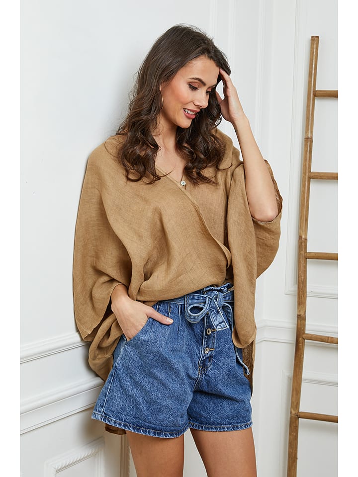 Fleur de Lin Lniana bluzka w kolorze jasnobrązowym rozmiar: S