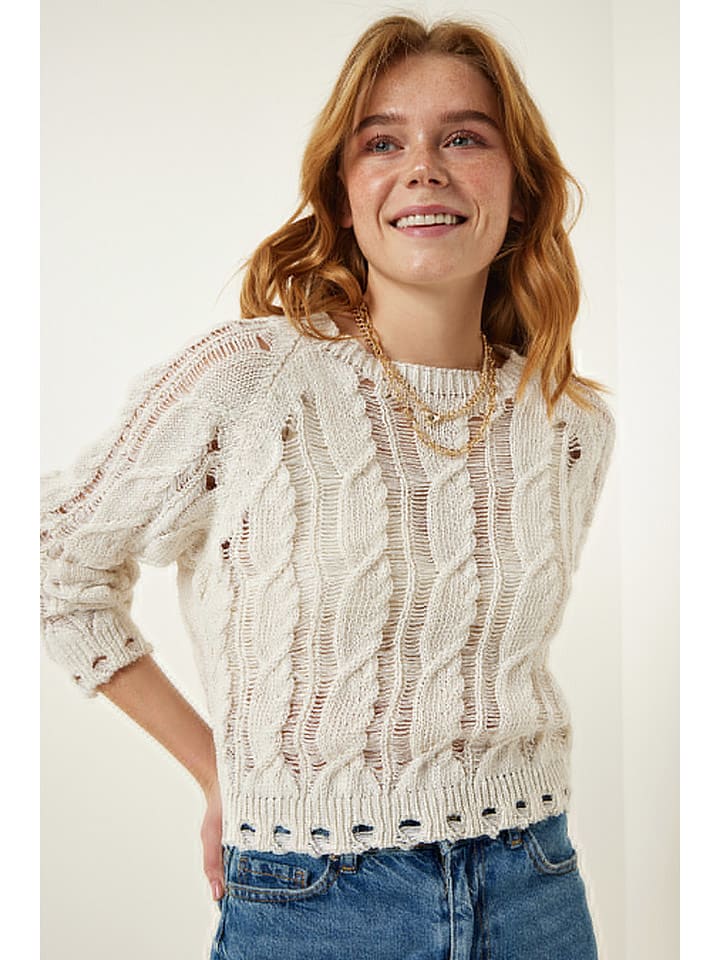 Happiness Istanbul Sweter w kolorze kremowym rozmiar: S/M