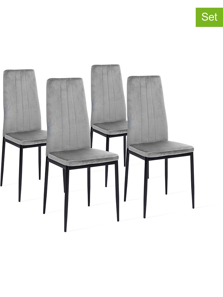 IDOMYA Factory Krzesła (4 szt.) "Jade" w kolorze szaro-czarnym do jadalni - 41,5 x 96 x 39 cm rozmiar: onesize