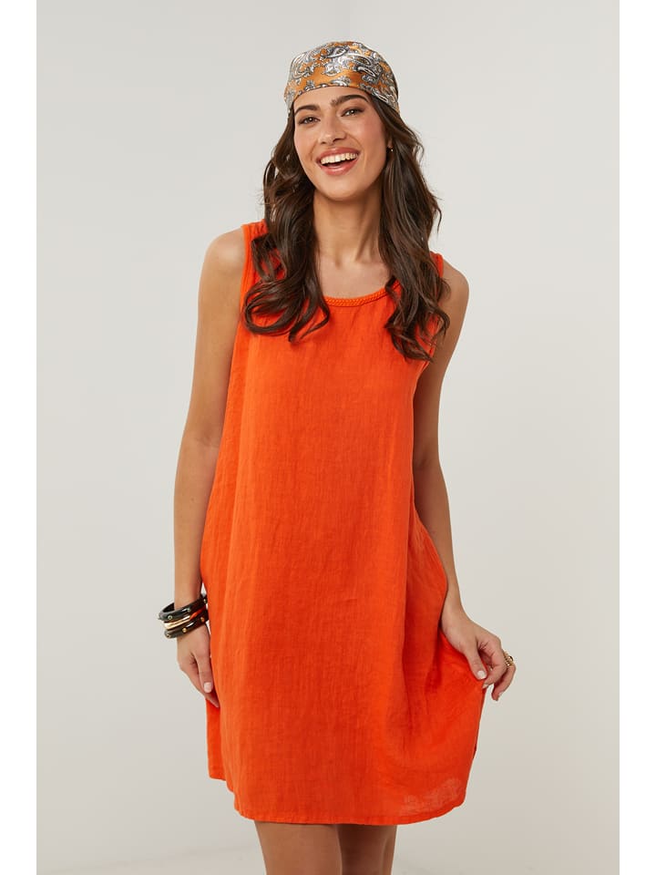 Le Monde du Lin Lniana sukienka w kolorze pomarańczowym rozmiar: 34/36