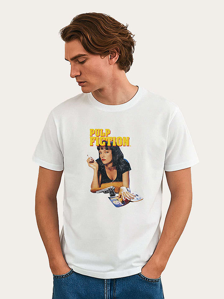 WOOOP Koszulka "Pulp Fiction Vintage Mia Wallace" w kolorze białym rozmiar: L