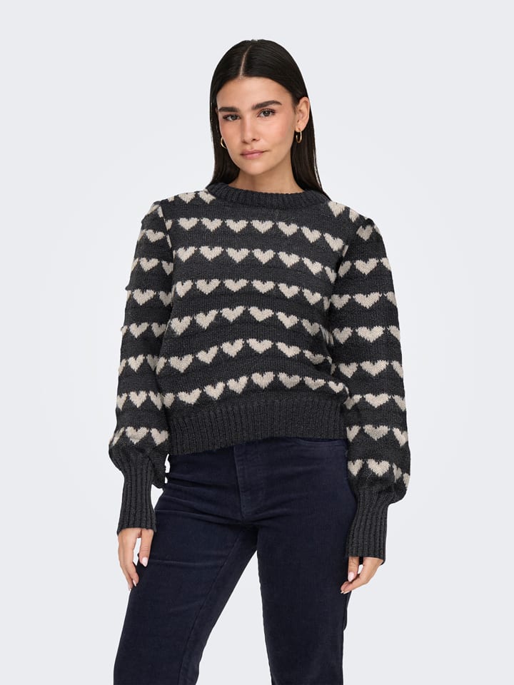 JDY Sweter w kolorze antracytowo-białym rozmiar: XL