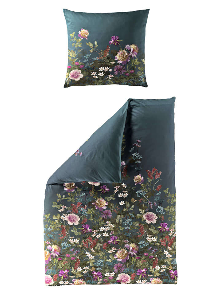 Bierbaum Komplet pościeli satynowej w kolorze morskim rozmiar: 155x200 cm