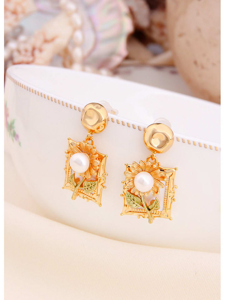 L'Atelier de Gaia Pozłacane kolczyki z perłami rozmiar: onesize