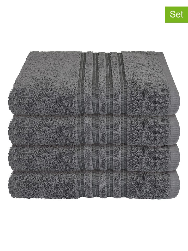 Schiesser Ręczniki (4 szt.) "Milano" w kolorze antracytowym do rąk rozmiar: 50x100 cm
