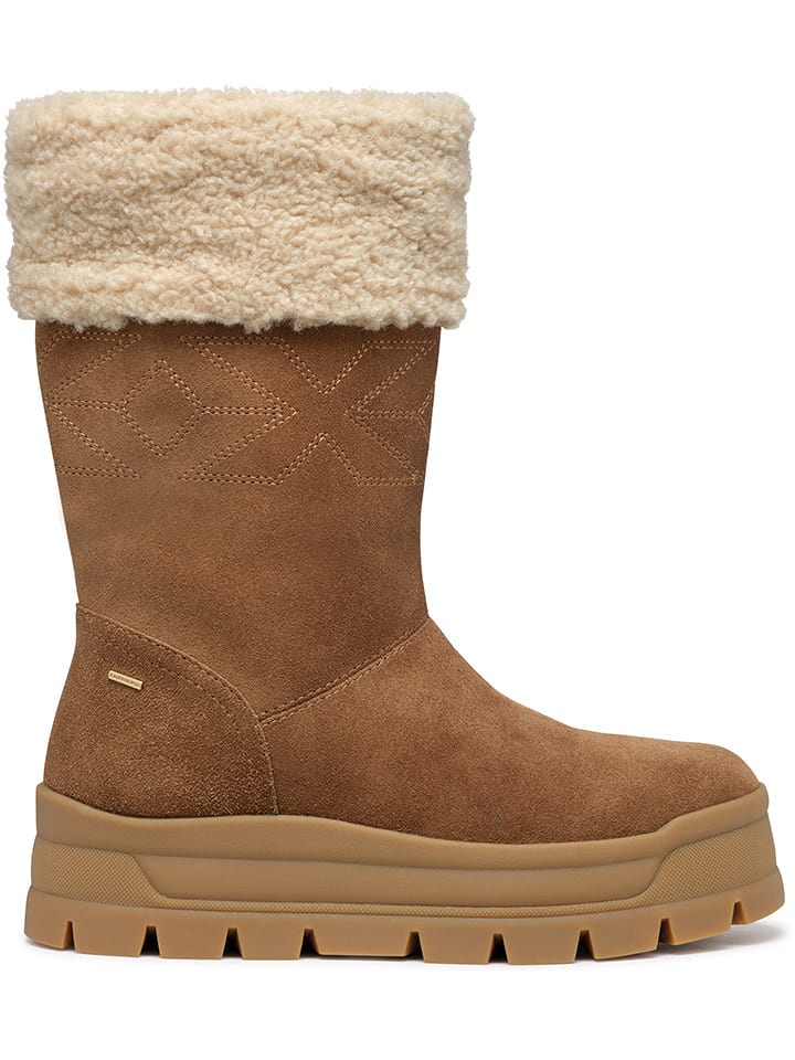 Geox Skórzane kozaki zimowe "Spherica" w kolorze jasnobrązowym rozmiar: 41