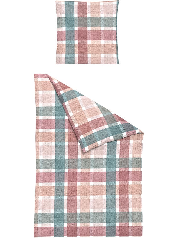 Bierbaum Komplet pościeli w kolorze jasnoróżowo-niebieskim z kory rozmiar: 155x220 cm