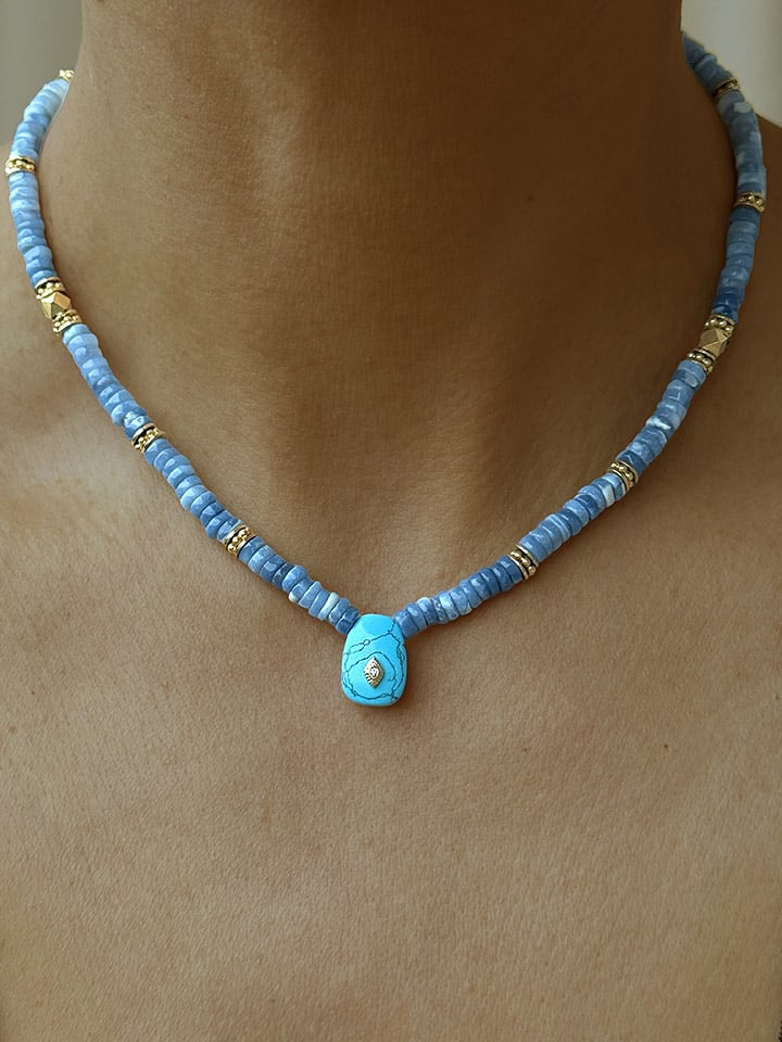 Taboo Pozłacany naszyjnik z kamieniami szlachetnymi - dł. 40 cm rozmiar: onesize