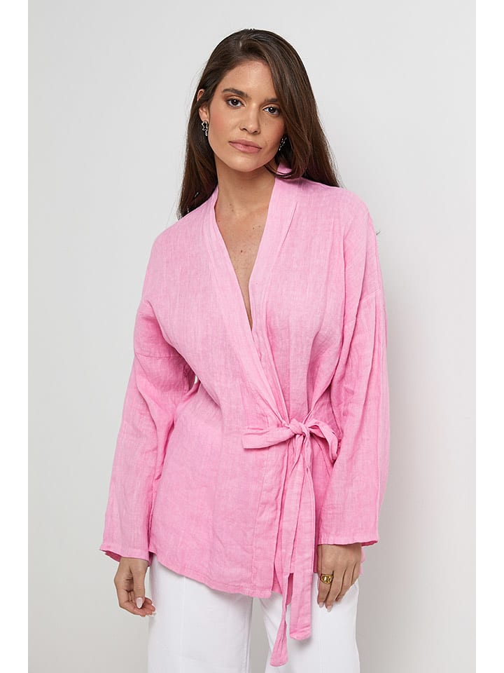 Rodier Lin Lniany kardigan w kolorze jasnoróżowym rozmiar: M/L