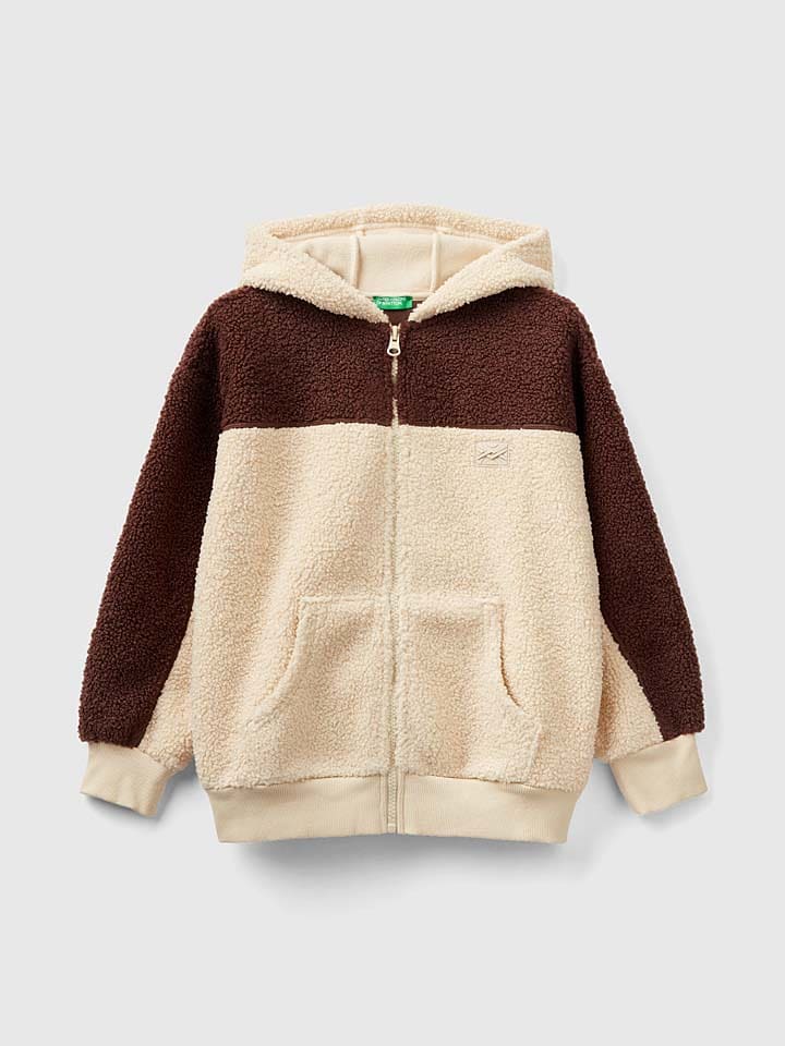 Benetton Kurtka polarowa w kolorze kremowo-brązowym rozmiar: 150