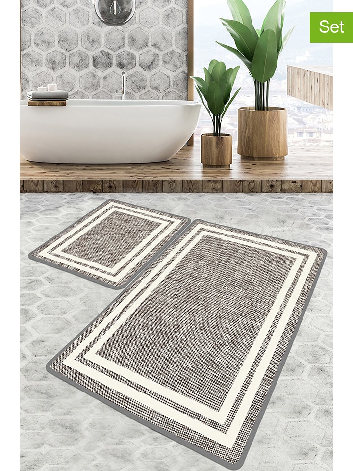 Elizabed Dywaniki łazienkowe (3 szt.) w kolorze beżowo-szarym rozmiar: onesize