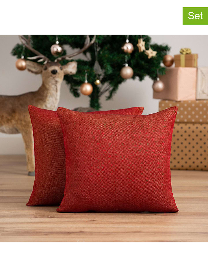GAMUSI Poszewki (2 szt.) "Lights" w kolorze czerwonym na poduszkę rozmiar: 45x45 cm
