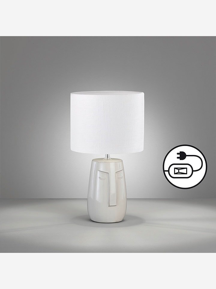 FISCHER & HONSEL Lampa stołowa "Face" w kolorze biało-beżowym - wys. 39 x Ø 22 cm rozmiar: onesize