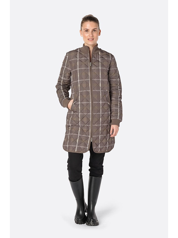 Ilse Jacobsen Płaszcz pikowany w kolorze szarobrązowym ze wzorem rozmiar: 40