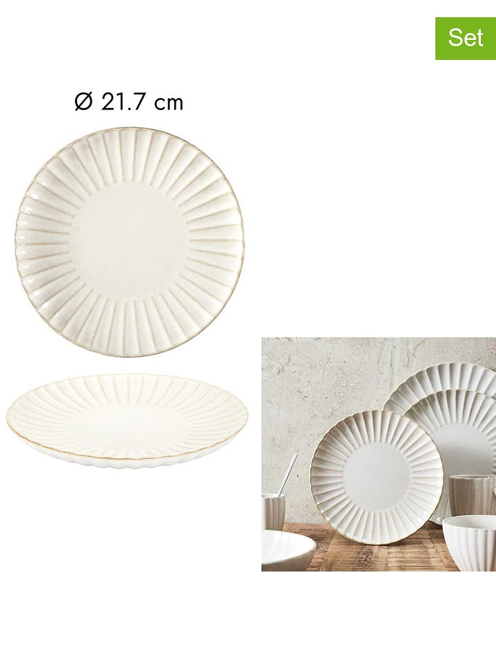 THE HOME DECO FACTORY Talerze (6 szt.) "Vlora" w kolorze kremowym - Ø 27 cm rozmiar: onesize