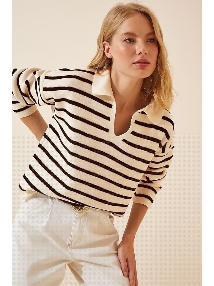 Happiness Istanbul Sweter w kolorze kremowym rozmiar: onesize