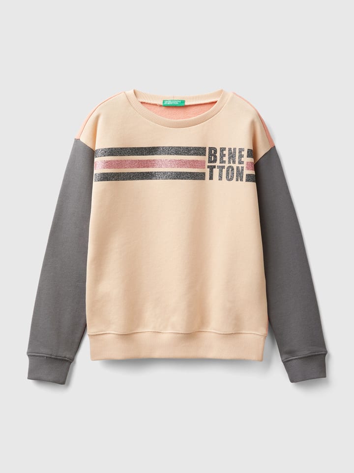 Benetton Bluza w kolorze szaro-pomarańczowo-beżowym rozmiar: 122