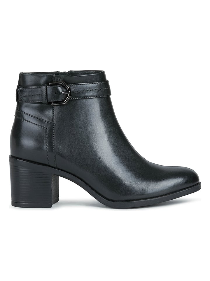 Geox Skórzane botki "Asheel" w kolorze czarnym na obcasie rozmiar: 39