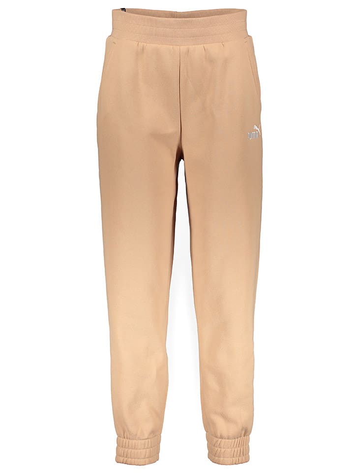 Puma Spodnie dresowe "Essentials Plus Embroidery" w kolorze beżowym rozmiar: M