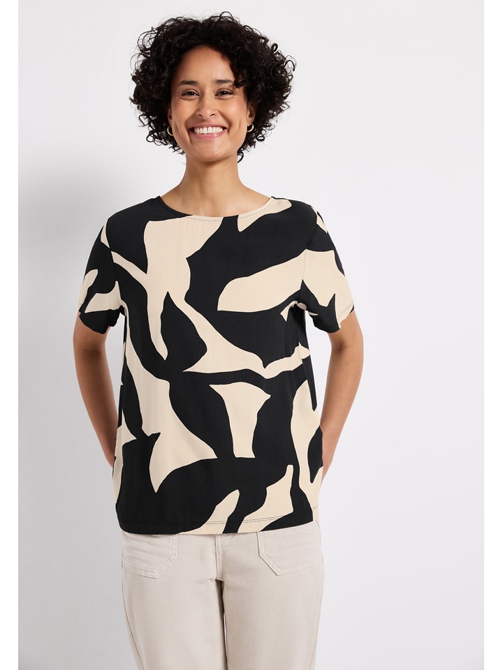 Street One Koszulka w kolorze czarno-kremowym rozmiar: 38