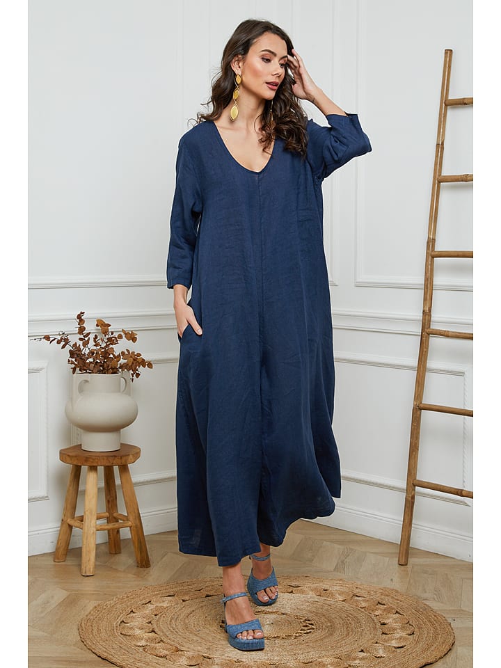 Joséfine Lniany kombinezon w kolorze granatowym rozmiar: L