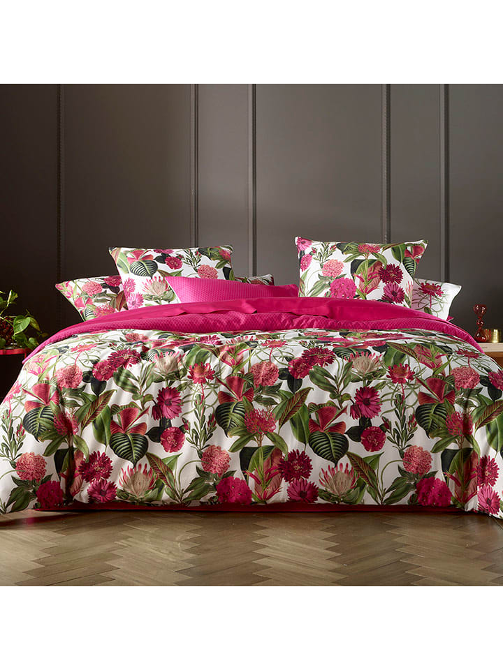 CXL by Christian Lacroix Satynowa poszwa w kolorze biało-zielono-różowym na kołdrę rozmiar: 150x200 cm