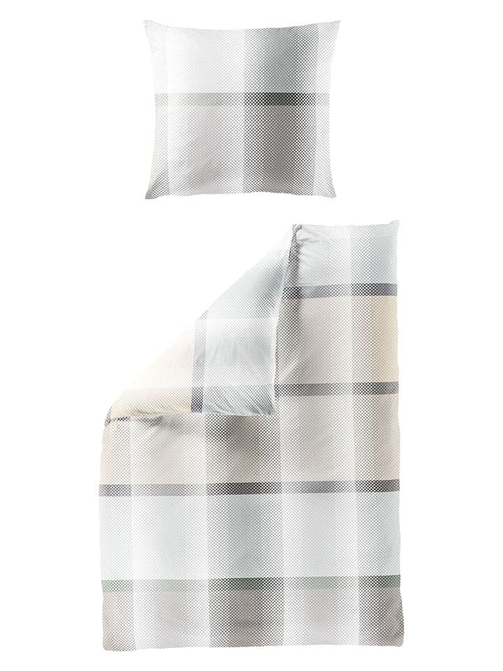 Bierbaum Komplet pościeli satynowej w kolorze szaro-białym rozmiar: 135x200 cm