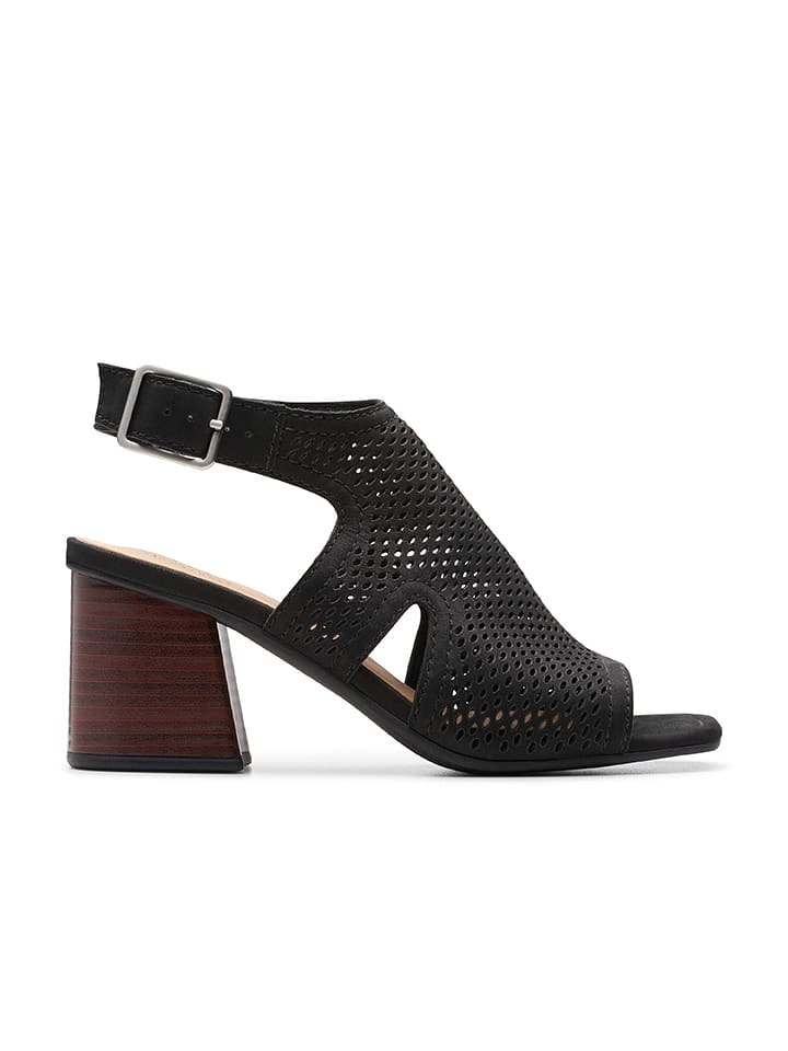 Clarks Skórzane sandały "Siara" w kolorze czarnym na obcasie rozmiar: 41,5