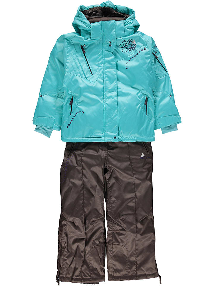 Peak Mountain 2-częściowy zestaw narciarski w kolorze szaro-turkusowym rozmiar: 164