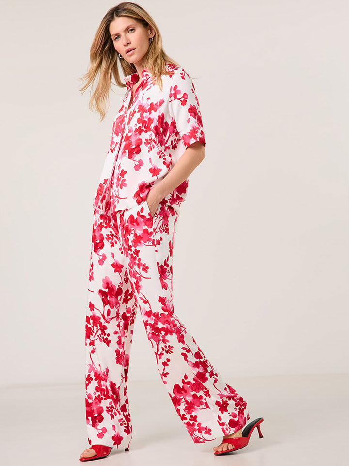 TAIFUN Bluzka w kolorze biało-czerwono-jasnoróżowym rozmiar: 36