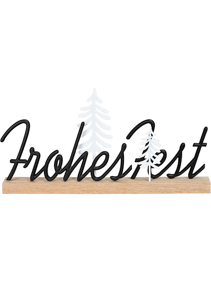 POSIWIO Dekoracja "Frohes Fest" w kolorze czarno-jasnobrązowym - 28,5 x 14 cm rozmiar: onesize