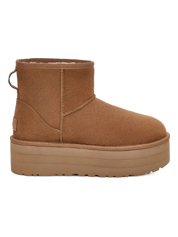 UGG Botki "W Classic Mini Platform" w kolorze jasnobrązowym ze skóry jagnięcej rozmiar: 39