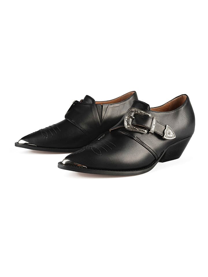 loft37 Skórzane slippersy "Run A Red Light" w kolorze czarnym rozmiar: 41