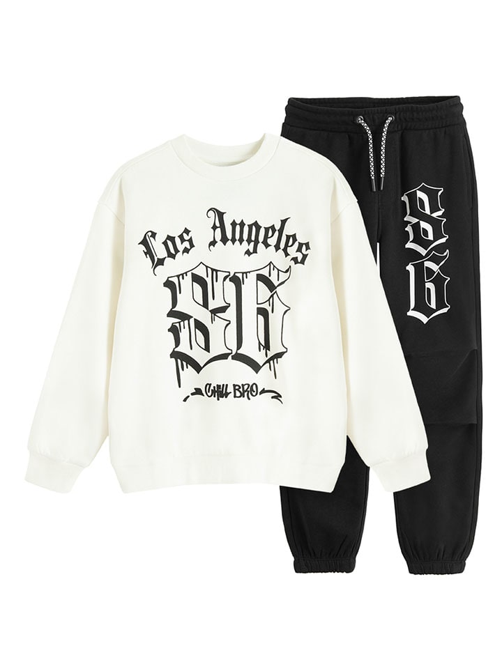 COOL CLUB 2-częściowy zestaw w kolorze kremowo-czarnym rozmiar: 140