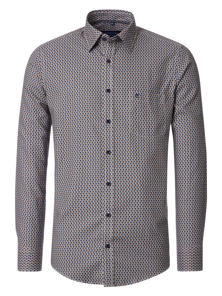 CASAMODA Koszula - Comfort fit - w kolorze niebiesko-pomarańczowo-białym rozmiar: 3XL