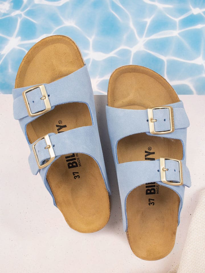 billowy Skórzane klapki w kolorze błękitnym rozmiar: 36