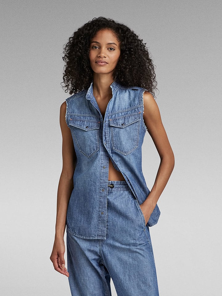 G-Star Bluzka dżinsowa w kolorze niebieskim rozmiar: L